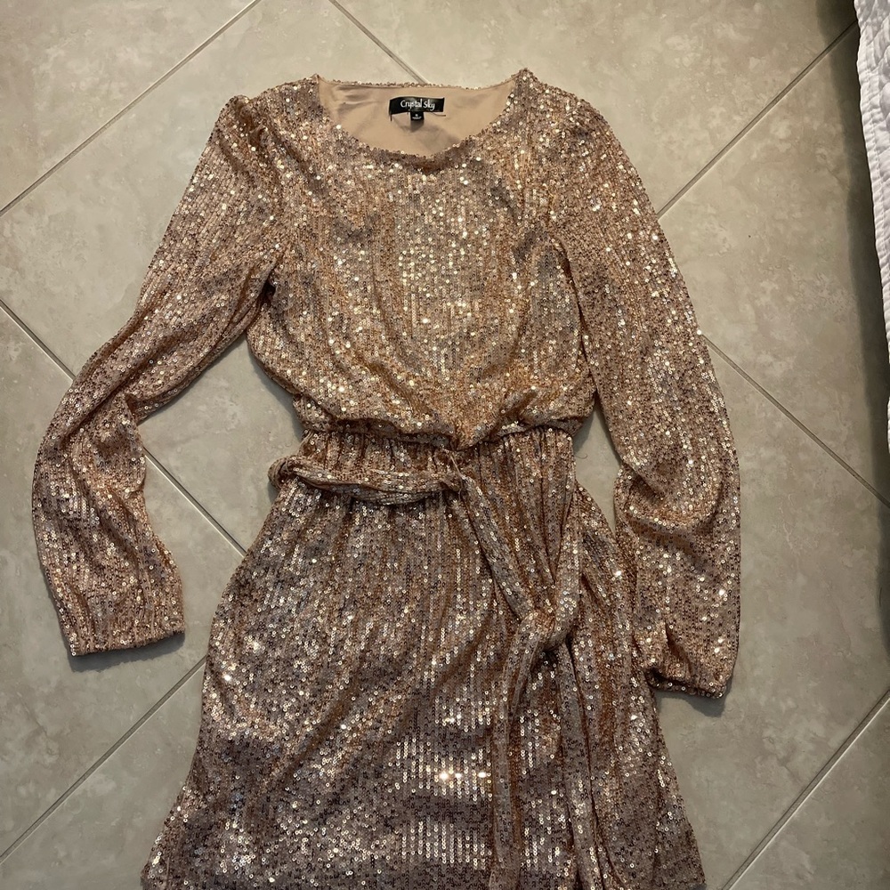 Rose gold sequent dress perfect for new years or night out